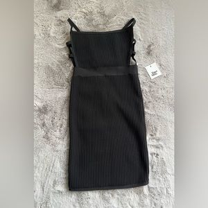 Black open back mini dress